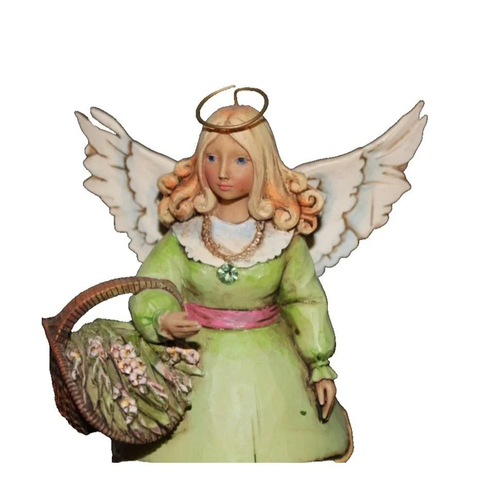 Jim Shore Heartwood Creek Angel Peridot Birth Stone August Resin Figurine